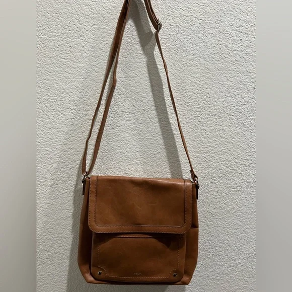 Relic Medium Size Flap Crossbody Purse Camel Brown Color NWOT - Picture 2 of 12